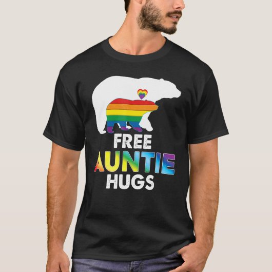 Gratis Tante Hugs Rainbow Beer LGBT Pride Gay Lesb T-shirt (Voorkant)