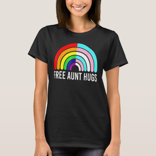 Gratis Tante Hugs Rainbow Transgender Vlag LGBTQ G T-shirt (Voorkant)