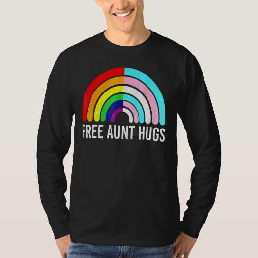 Gratis Tante Hugs Rainbow Transgender Vlag LGBTQ G T-shirt (Voorkant)