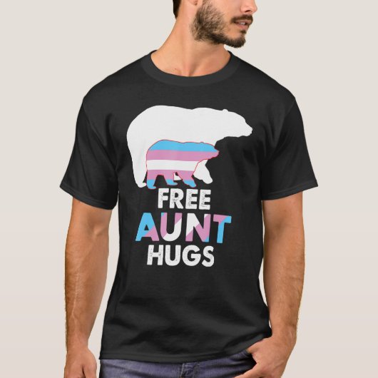 Gratis Tante Hugs Transgender Rainbow Beer LGBT Pr T-shirt (Voorkant)