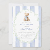 Gratis Teddybeer Babyshower Jongen Kaart (Voorkant)