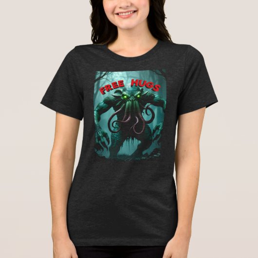 "GRATIS TENTACLE HUGS™ Cthulhu Tri-Blend Shirt (Voorkant)