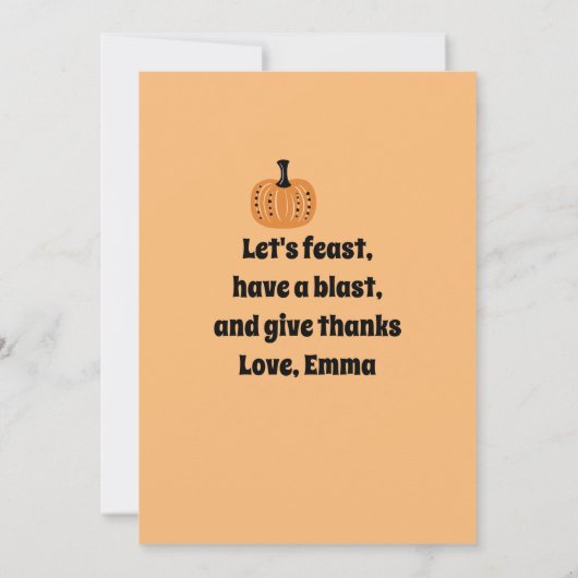 Gratis Thanksgiving-diner  Kaart (Achterkant)