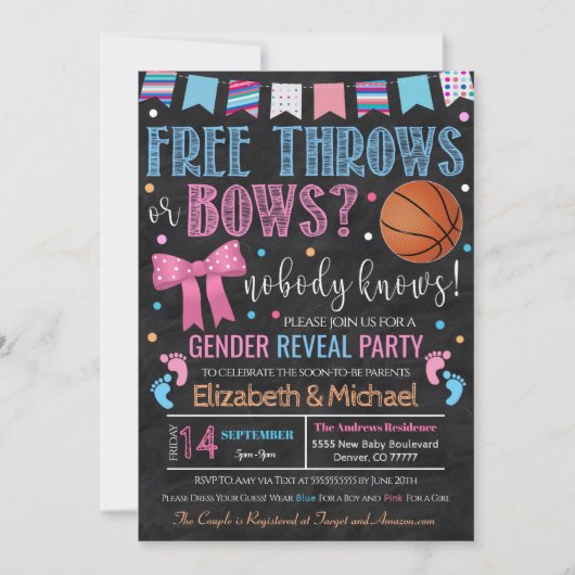 Gratis Throws of Bows Gender Reopenbaart uitnodigi Kaart (Voorkant)