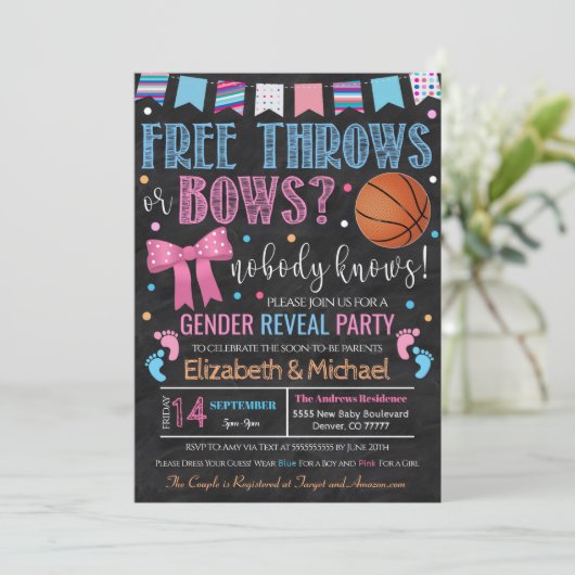 Gratis Throws of Bows Gender Reopenbaart uitnodigi Kaart (Staand voorkant)