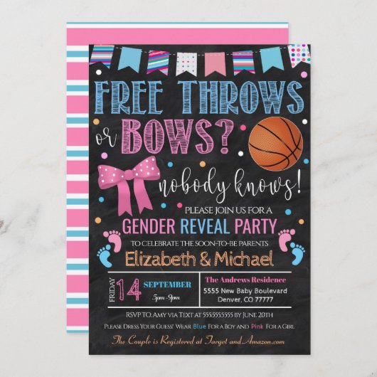 Gratis Throws of Bows Gender Reopenbaart uitnodigi Kaart (Voorkant / Achterkant)