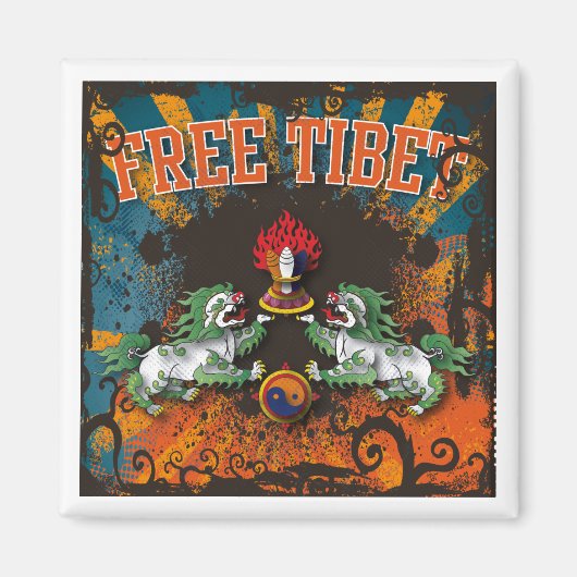 Gratis Tibet Grunge Kunst Magneet (Voorkant)