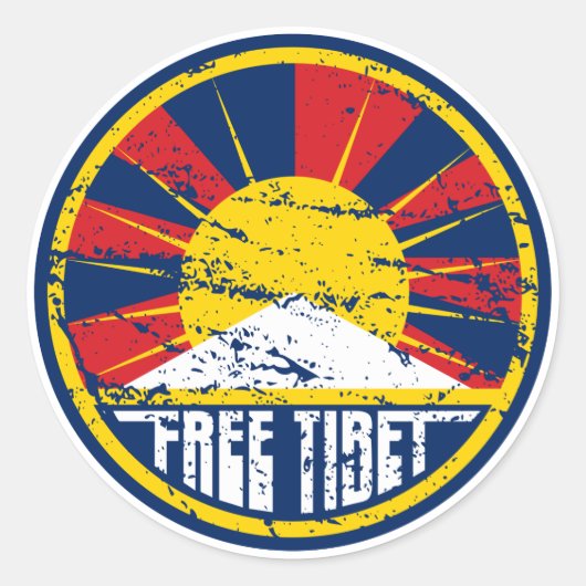 Gratis Tibet ronde Grunge Ronde Sticker (Voorkant)