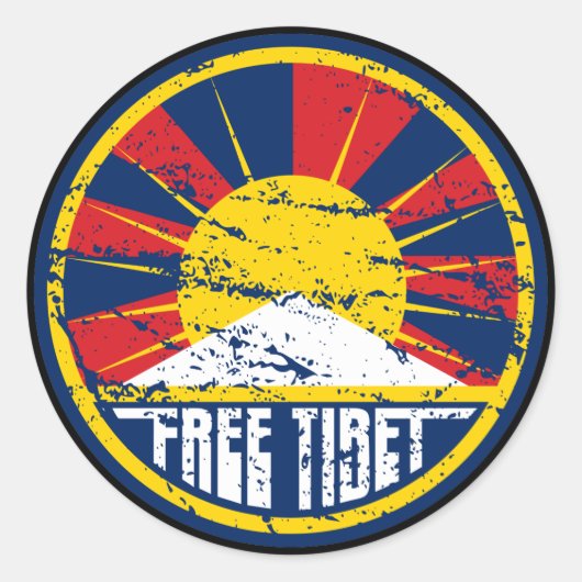 Gratis Tibet ronde Grunge Sticker (Voorkant)
