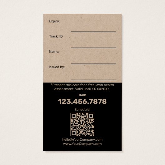 Gratis Tuin Onderhoud Gift Voucher Kaart (Achterkant)