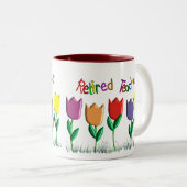 Gratis Tulpschotel voor docenten Tweekleurige Koffiemok (Voorkant rechts)
