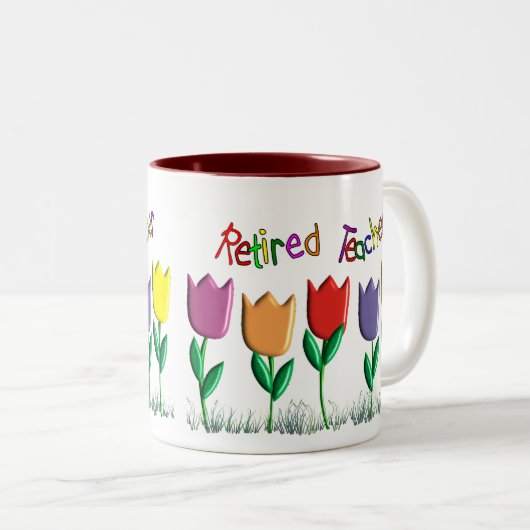 Gratis Tulpschotel voor docenten Tweekleurige Koffiemok (Voorkant rechts)