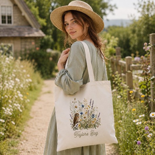 Gratis Uil Wilde Bloemenwei Tote Bag