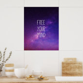 "Gratis uw geest" Citaat Blue Night Sky Poster (Keuken)