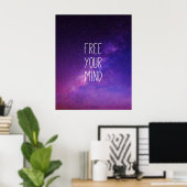 "Gratis uw geest" Citaat Blue Night Sky Poster (Thuiskantoor)