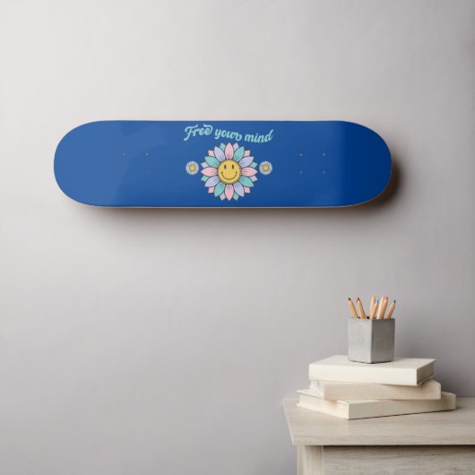 GRATIS UW MIND grappige 70's typografische vormgev Persoonlijk Skateboard (Muurkunst (Horizontaal))