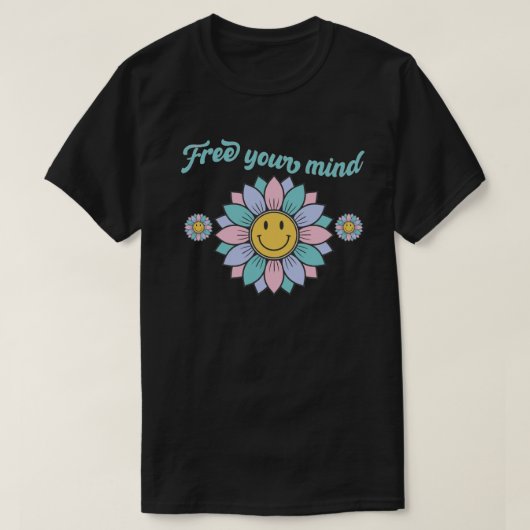 GRATIS UW MIND grappige 70's typografische vormgev T-shirt (Design voorkant)