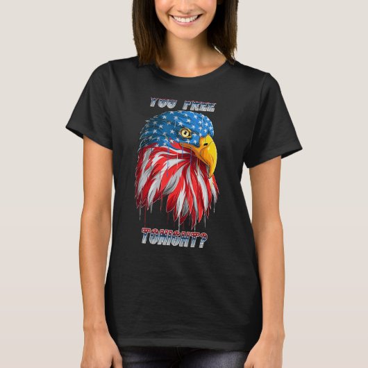 Gratis vanavond Bald Eagle Funny Patriotic Americ T-shirt (Voorkant)
