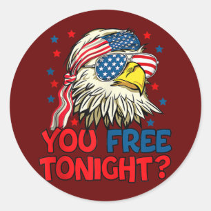 Gratis vanavond Bald Eagle Mullet Amerikaanse vlag Ronde Sticker