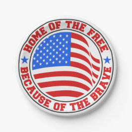 Gratis vanwege de dappere rood wit & blauw juli 4 papieren bordje