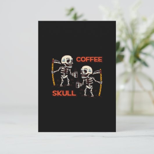 Gratis vector koffie met twee schedel moderne stij kaart (Staand voorkant)