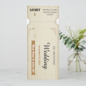 Gratis vintage trouwticket kaart (Staand voorkant)