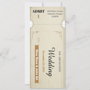 Gratis vintage trouwticket kaart