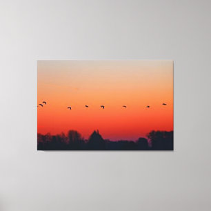 GRATIS VLIEGENDE VOGELS PRACHTIG LANDSCHAP NATUUR CANVAS AFDRUK