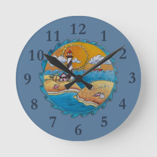 Gratis Vuurtoren Strand Scene Kust Folk Art Ronde Klok