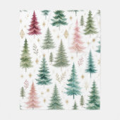 Gratis Waterverf Kerstbomen Fleece Deken (Voorkant)