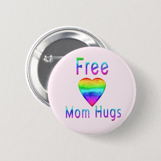 Gratis Waterverf van mam Hugs Rainbow LGBTQ Ronde Button 5,7 Cm (Voorkant /achterkant)