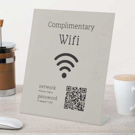 Gratis Wifi Code Black & Tan Aangepast Reclamebord Met Voetstuk (Insitu)