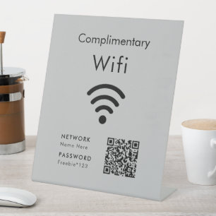 Gratis Wifi Code Zwart & Grijs Reclamebord Met Voetstuk