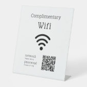 Gratis Wifi Code Zwart & Wit Aangepast Reclamebord Met Voetstuk (Voorkant)