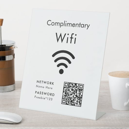 Gratis Wifi Code Zwart & Wit Reclamebord Met Voetstuk (Insitu)