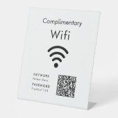Gratis Wifi Code Zwart & Wit Reclamebord Met Voetstuk (Voorkant)