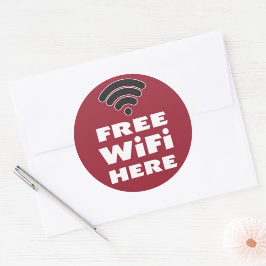Gratis WiFi hier Ronde Sticker (Envelop)