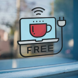 Gratis WIFI Netwerk Coffee Shop Internet Wachtwoor Raamsticker