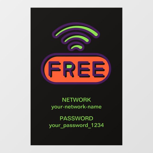 Gratis WIFI Netwerk Internet Wachtwoord Raamsticker (Vel)