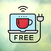 Gratis WIFI Netwerk Koffiewinkel Internet Wachtwoo Raamsticker (Vel 3)