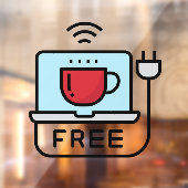 Gratis WIFI Netwerk Koffiewinkel Internet Wachtwoo Raamsticker (Vel 2)