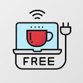 Gratis WIFI Netwerk Koffiewinkel Internet Wachtwoo Raamsticker (Vel)