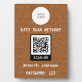 Gratis Wifi QR Code Effen Bruin Leer Fotoplaat (voorkant)
