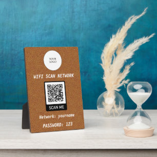 Gratis Wifi QR Code Effen Bruin Leer Fotoplaat