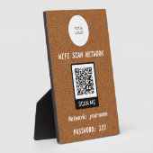 Gratis Wifi QR Code Effen Bruin Leer Fotoplaat (Zijkant)