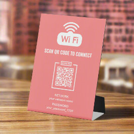 Gratis WIFI QR Code Netwerk Wachtwoord Roze Reclamebord Met Voetstuk