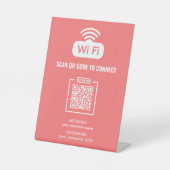 Gratis WIFI QR Code Netwerk Wachtwoord Roze Reclamebord Met Voetstuk (Voorkant)