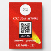 Gratis Wifi QR Code Oranje Leren Spotlight Fotoplaat (voorkant)