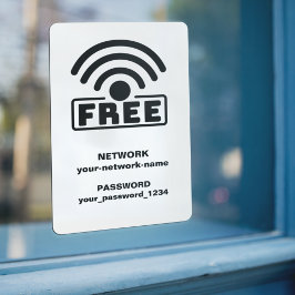 Gratis WIFI Verbind Netwerk & Wachtwoord Wit Raamsticker
