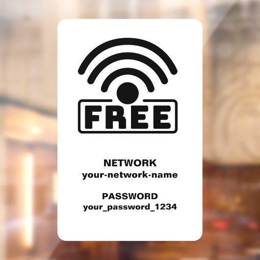 Gratis WIFI Verbind Netwerk & Wachtwoord Wit Raamsticker (Vel 2)